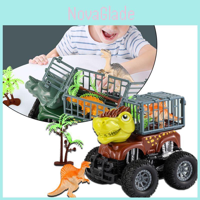 Sensory Engaging Dinosaur Truck Toy Set With Triceratops And Tyrannosaurus Figure