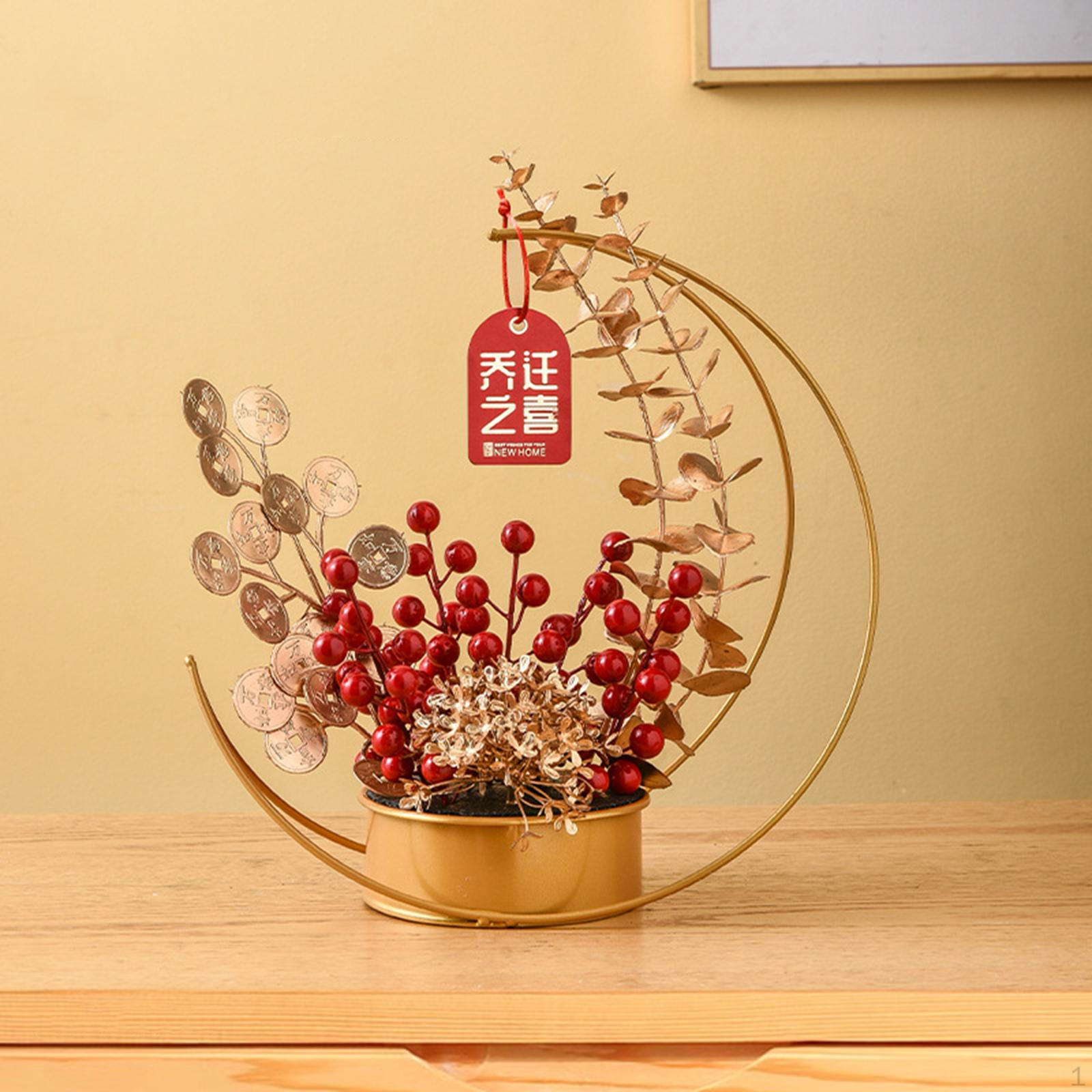 Chinese Housewarming Simulation Table Centerpiece Decor Decorative Wrought Iron Flower Basket