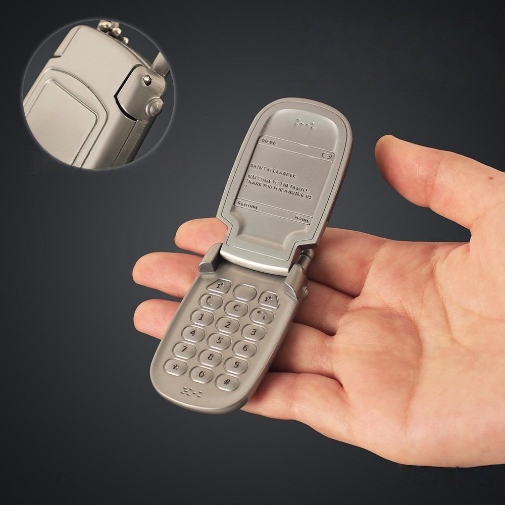 Hanging Mini Phone Model Pendant Zinc Zinc Alloy Foldable Phone Shape Key Ring Backpack Accessories