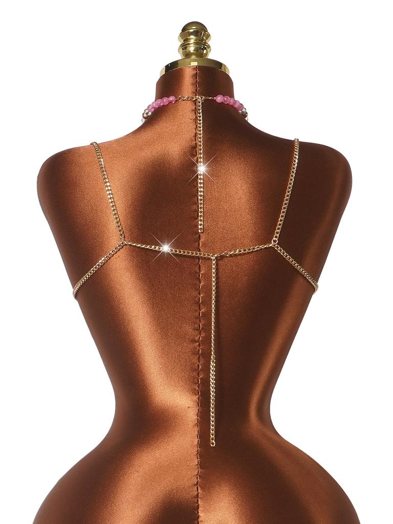 Mehrschichtiges Perlen-Bralette Crop-Top für Damen Körperschmuck BH Brustkette Camisole mit Quasten für Festivals Party