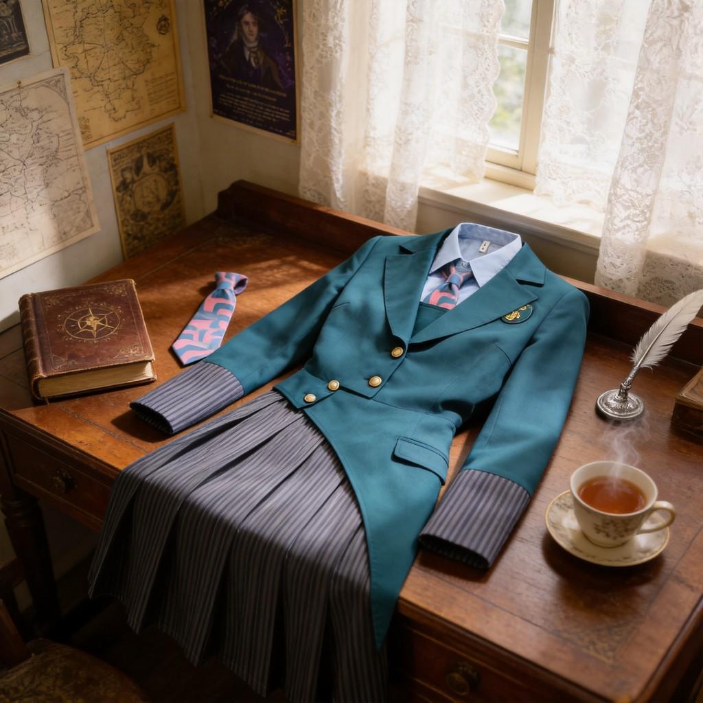 Wicked School Uniform Costume Set For Girls With Polyester Fabric For Halloween And Cosplay