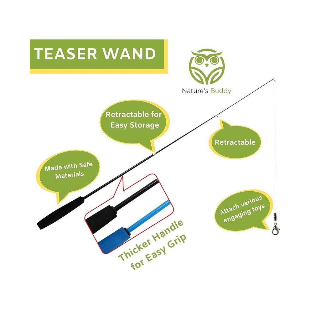 Interactive Cat Toy, Vibrant Colors Retractable Cat Wand Toy with Cat Duster and Feather Teaser Refills, Ideal for Engaging Playtime with Your Feline