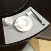 Artificial Leather Placemats Oil Resistant Chinese Style Engraved Flower Pattern Fan-Shaped Placemats Dining Table Decor