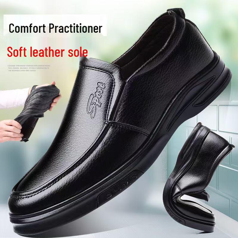 

Men s Breathable Leather Shoes: Business & Casual, Four Seasons, British Korean Style, Round Toe, Wedding Shoes 42