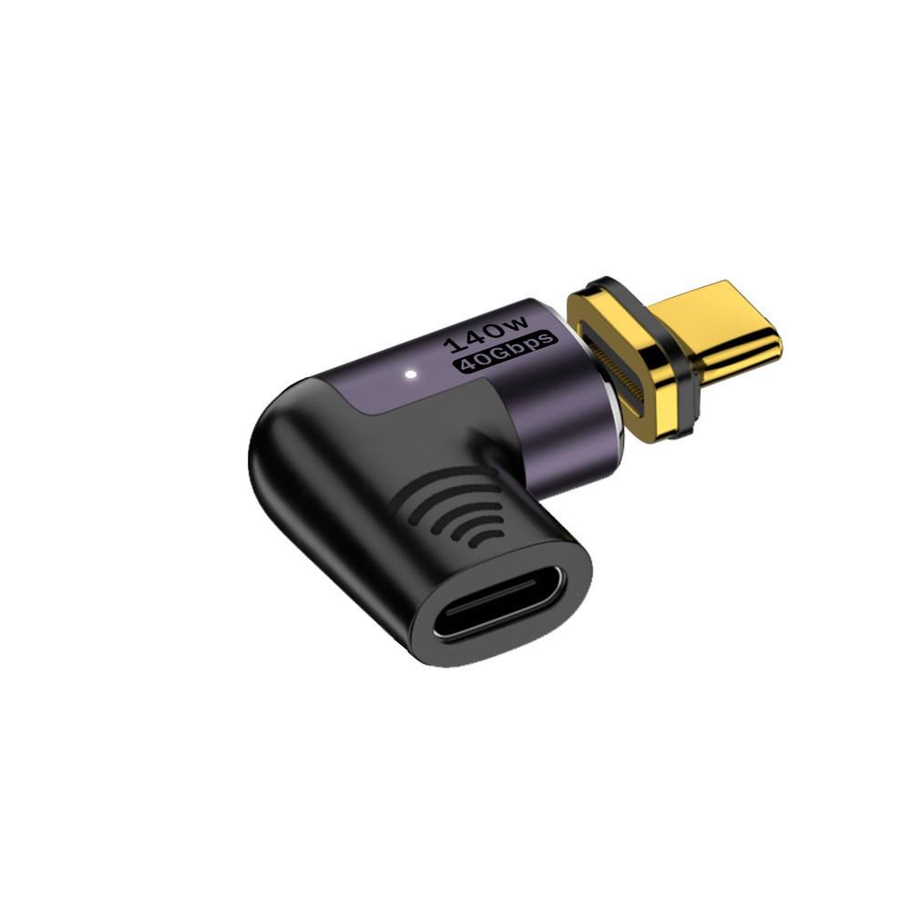 Magnetyczny Adapter USB4 Typu C, 140W, Wideo 8K@60Hz, Pełna Funkcjonalność 40Gbps, Szybkie Ładowanie PD, Kątowy Design.