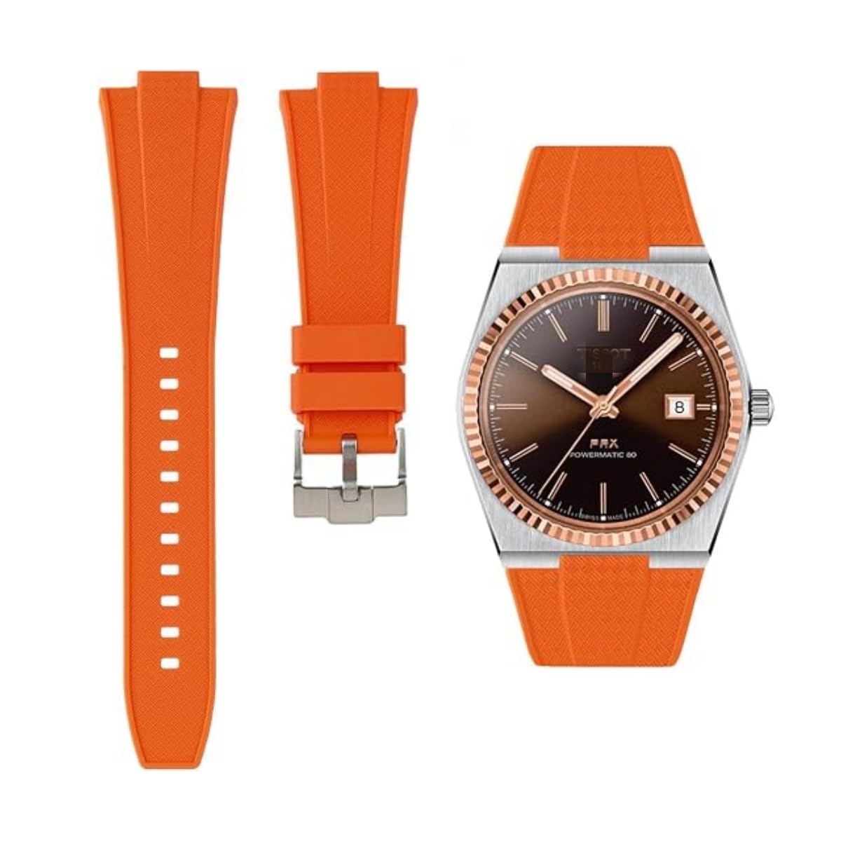 

[Знак Мету] Ремешок для часов Tissot PRX40, Силиконовый ремешок для часов с быстрой заменой, Водонепроницаемый спортивный ремешок для мужчин (оранжевый)
