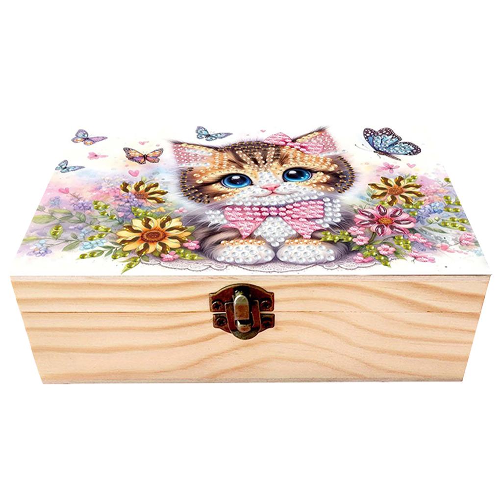 5D DIY Diamond Art Wooden Rhinestones Decorative Storage Box Crystal Storage Case Kit for Home Car Desk Decoration Craft