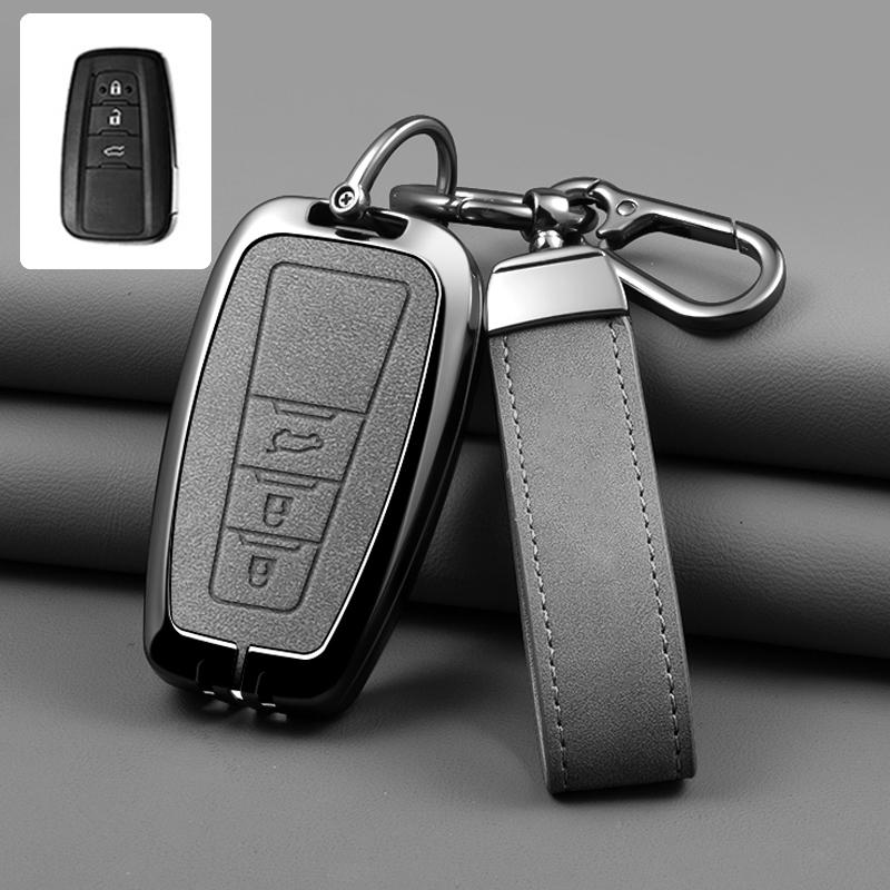 Zinc Alloy Leather Car Key Cover Housing Key Fob For Toyota Prius Camry Corolla C-Hr Chr Rav4 Land Cruiser Prado Key Fob