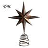 Sturdy Spiral Spring Base Distressed Metal Eight-pointed Star Christmas Tree Topper with Stable Unique Top Ornament Base, Vintage for Holiday