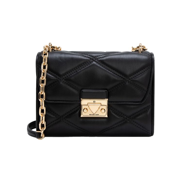 

Michael Kors MK Serena Chain Square Metal Buckle Quilted Commuter Leather Envelope Shoulder Bag Crossbody Bag Medium Women bags Black 35S2GNRL2U-001 Medium