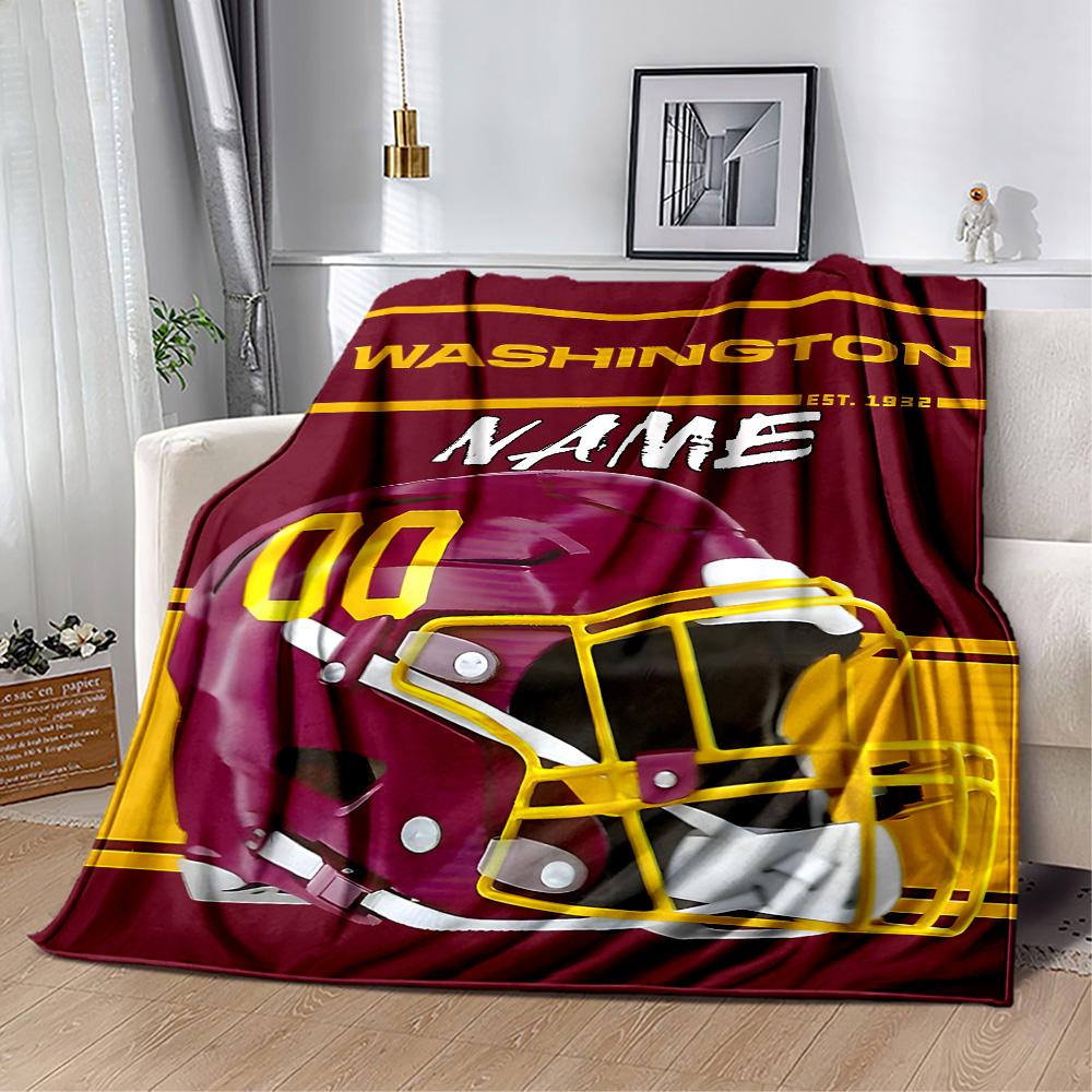 Washington Football Helmet Customize Text Blanket Throw Customizable Blanket Comfortable Throw For Bedding Living Room Bed Seaside All-Season Use
