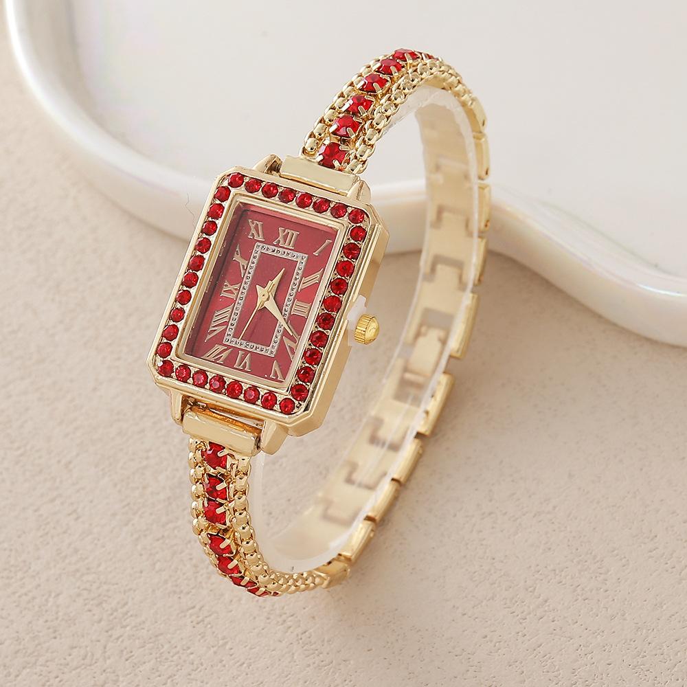 Roman Numeral Student Watch Women S Square Vintage Woven Mesh Strap Quartz Ladies Watch Student Watch красный