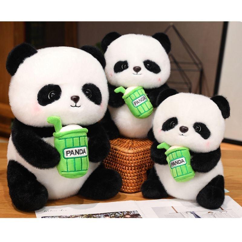 Adorable Plush Panda Toy Soft Pp Cotton Milk Tea Cup Panda Doll Gift For Kids