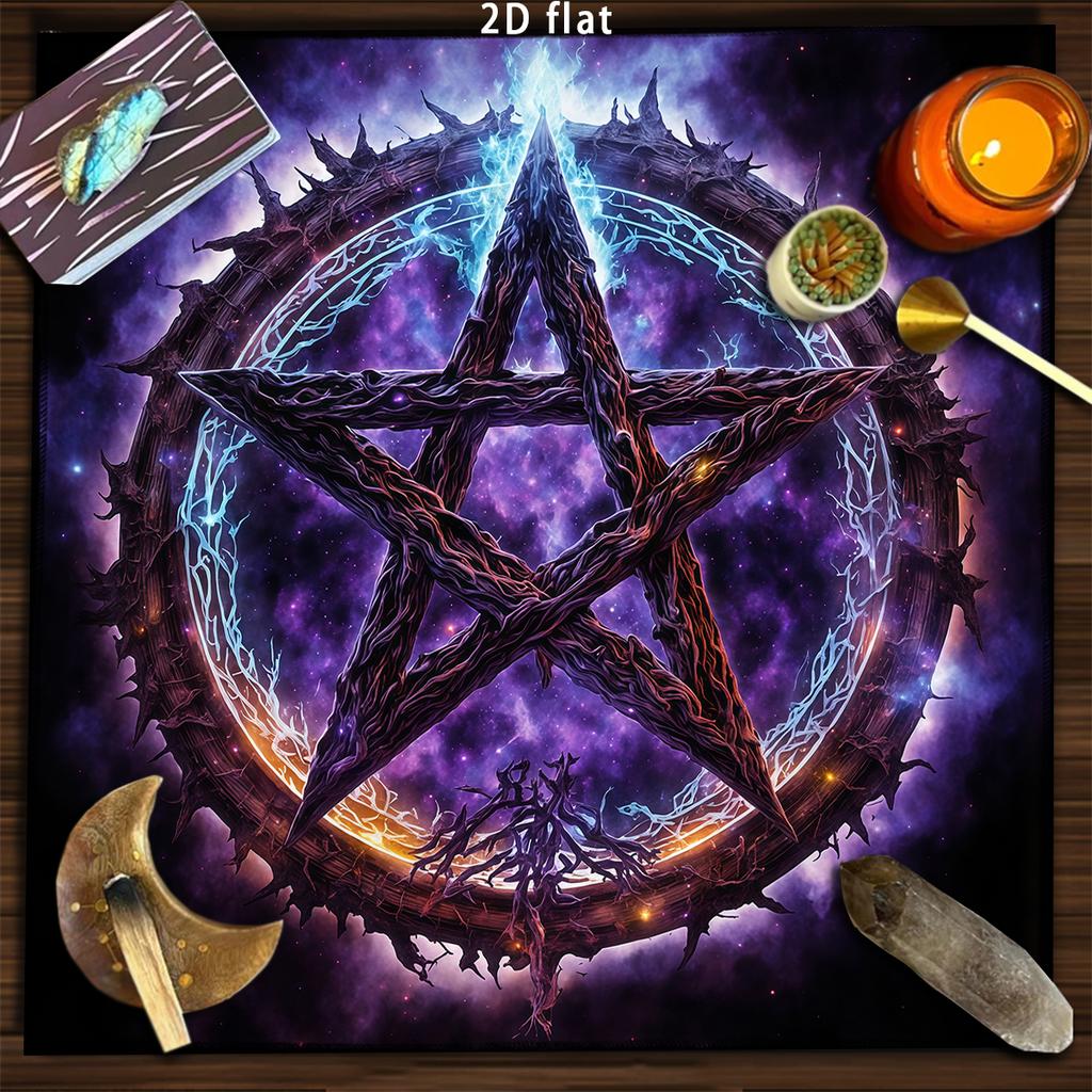 Sacred Geometry Flower of Life Tarot Tablecloth Sun Moon Starry Sky Divination Mat Golden Universe Altar Cloth