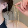 Persönlichkeit Lange Quasten Clip-Ohrringe für Damen Mode Geometrisch Kreisförmige Perlen Ohr-Manschette Kette Fake-Piercing Ohrring Schmuck