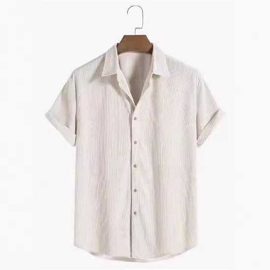 Мужская повседневная рубашка, модная свободная полосатая рубашка с коротким рукавом, повседневная пляжная рубашка с коротким рукавом S