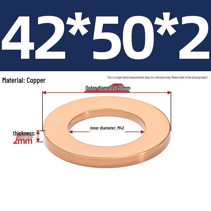 Marine Instrument Copper Gasket Ring: Pure Red Copper Sealing Washer, M3-M60mm.