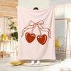 Illustration C-Cherry with Bow Throw Soft Warm Throw Blanket for Bedroom Living Room Bed Travel Camping Picnic Gift