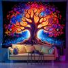Fluorescent Psychedelic Wind Tapestry Mushroom and Tree of Life Wall Hanging Room Home Decoration