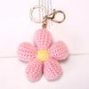 Knitted Keychain Handmade Crochet Flower Keychain Pink Bohemian Bag Charm Car Keys Backpack Accessories
