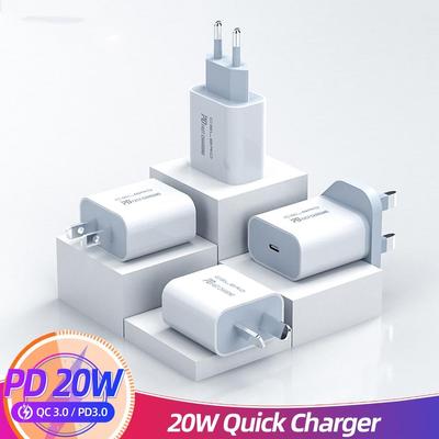 20-W-PD-Schnellladegerät für iPhone 12 11 Xs Xr Pro Max 8, USB-C-Adapter, Ladegeräte, tragbares Reiseladegerät mit EU-UK-Stecker, QC3.0 für Android