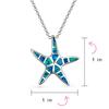 Nautical Beach Pendant Blue Inlay Created Opal Starfish Pendant Necklace for Women for Teens Sterling .925 Silver.