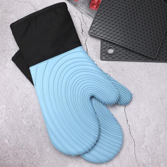 1 ks Silikonové pečicí rukavice Vodotěsné žáruvzdorné chňapky Spirálový vzor Pečicí chňapky pro vaření Kuchyňská nezbytnost