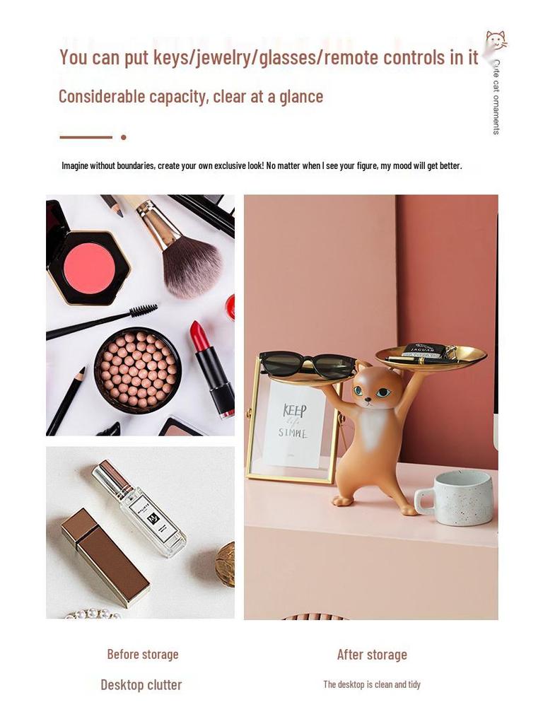 Charming Cat Sand Sculpture Key Tray - Perfect for Living Room Decor or Housewarming Gift