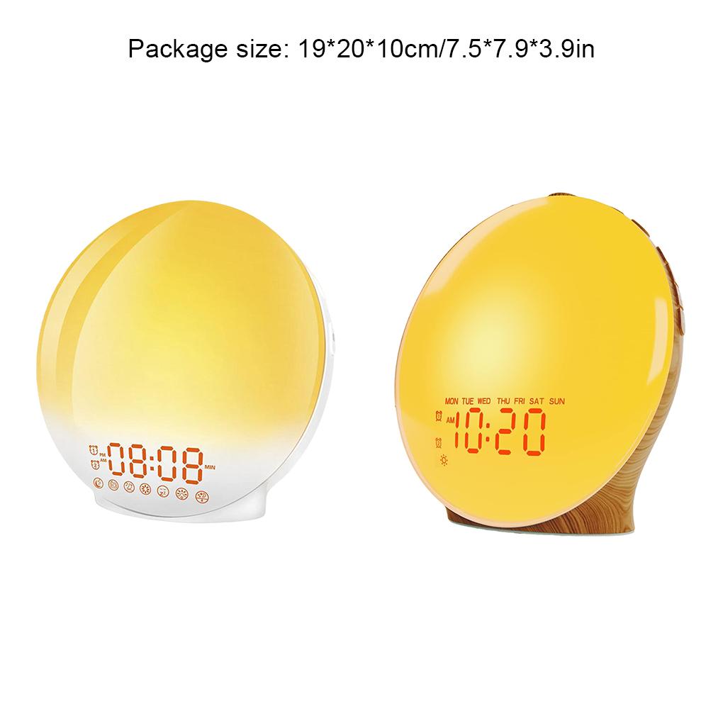 Multifunction Wake Up Light Sunrise Alarm Clock Sunrise/Sunset Simulation Digital Clock with Night Light FM Radio Desk Clocks