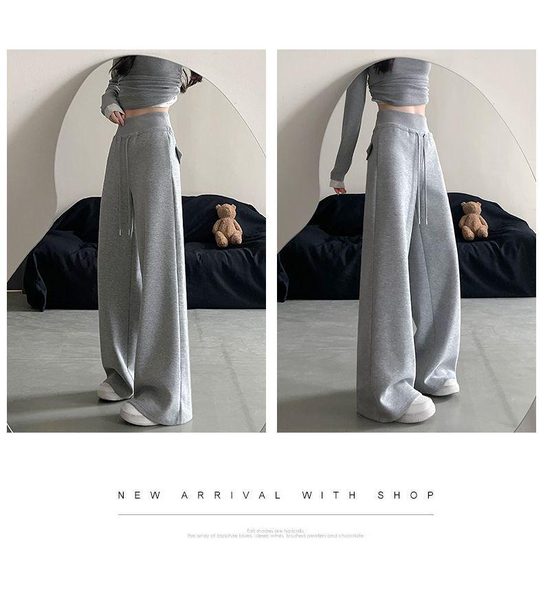 Women's Black High-Waist Wide-Leg Sweatpants - Loose, Comfortable, Floor-Length, Summer Casual