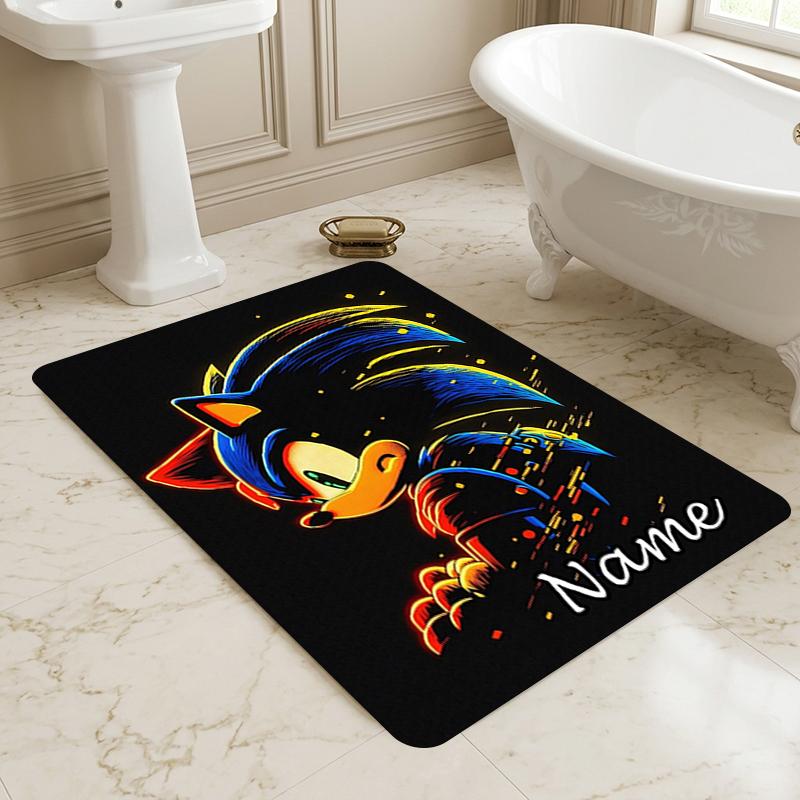 Personalized Name Shadow Sonic Living Room Non-Slip Area Rug Soft Carpet for Bedroom Playroom Sofa Office Home Decor Doormat
