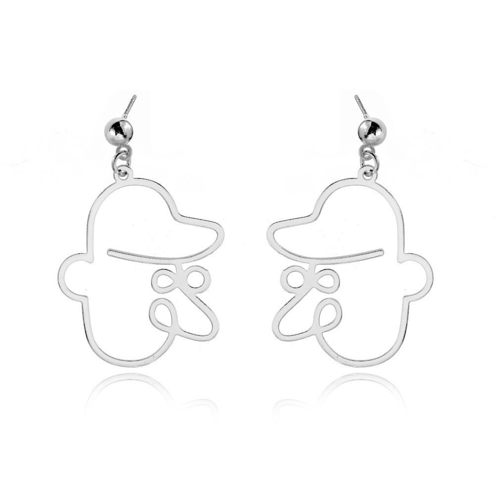 Alloy Face Elegant Earrings For Women Modern Cartoon Expression Design Jewelry