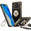 Schutzhülle - BOOLING - für iPhone 17 Pro Max - mit glänzendem Herz-Muster-Ring und Lanyard - Schwarz