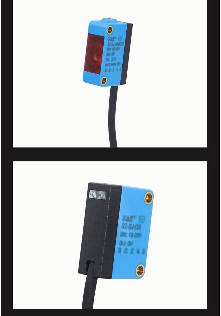 Square Background Suppression Laser Photoelectric Switch, Model SZ-BJ-30MFS-NO/NC, Visible Light Spot