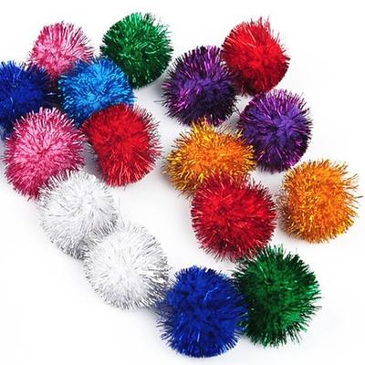 50pcs Indoor Glitter Balls Interactive Pom Pom Balls Pet Toys Cat Sparkle Balls Toy  Puppy