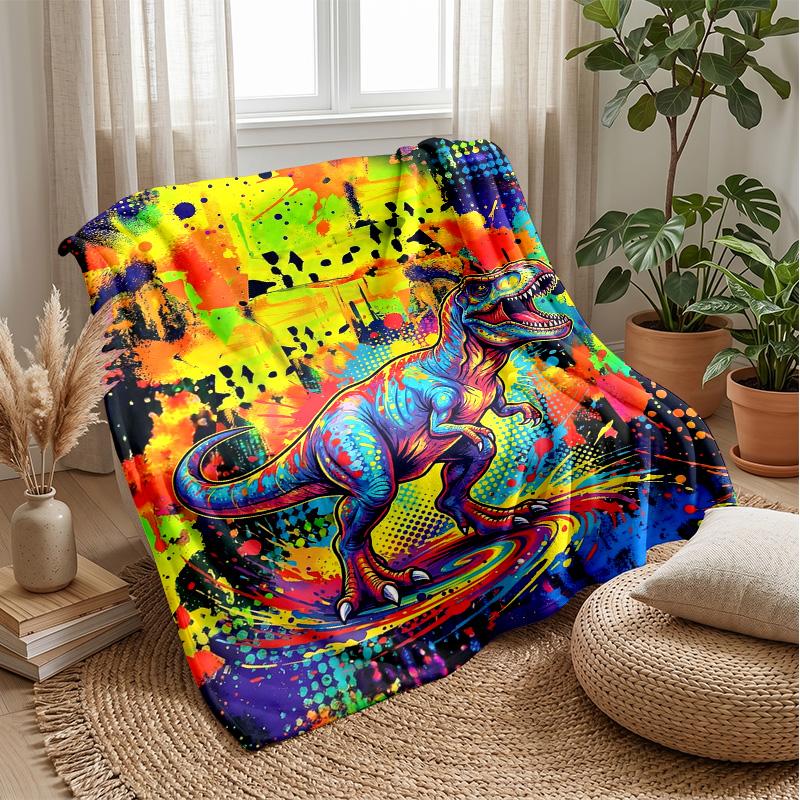T-Rex Monster Truck vs Dinosaur Theme blanket Lightweight Warm Flannel Blanket Decorative Throw Blanket for Home Decoration