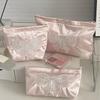 Pink Bow Cosmetic Bag Zipper Cute Embroidered Toiletry Organizer Makeup Bags Multifunctional Women Lipstick Key Coin Purse Pouch