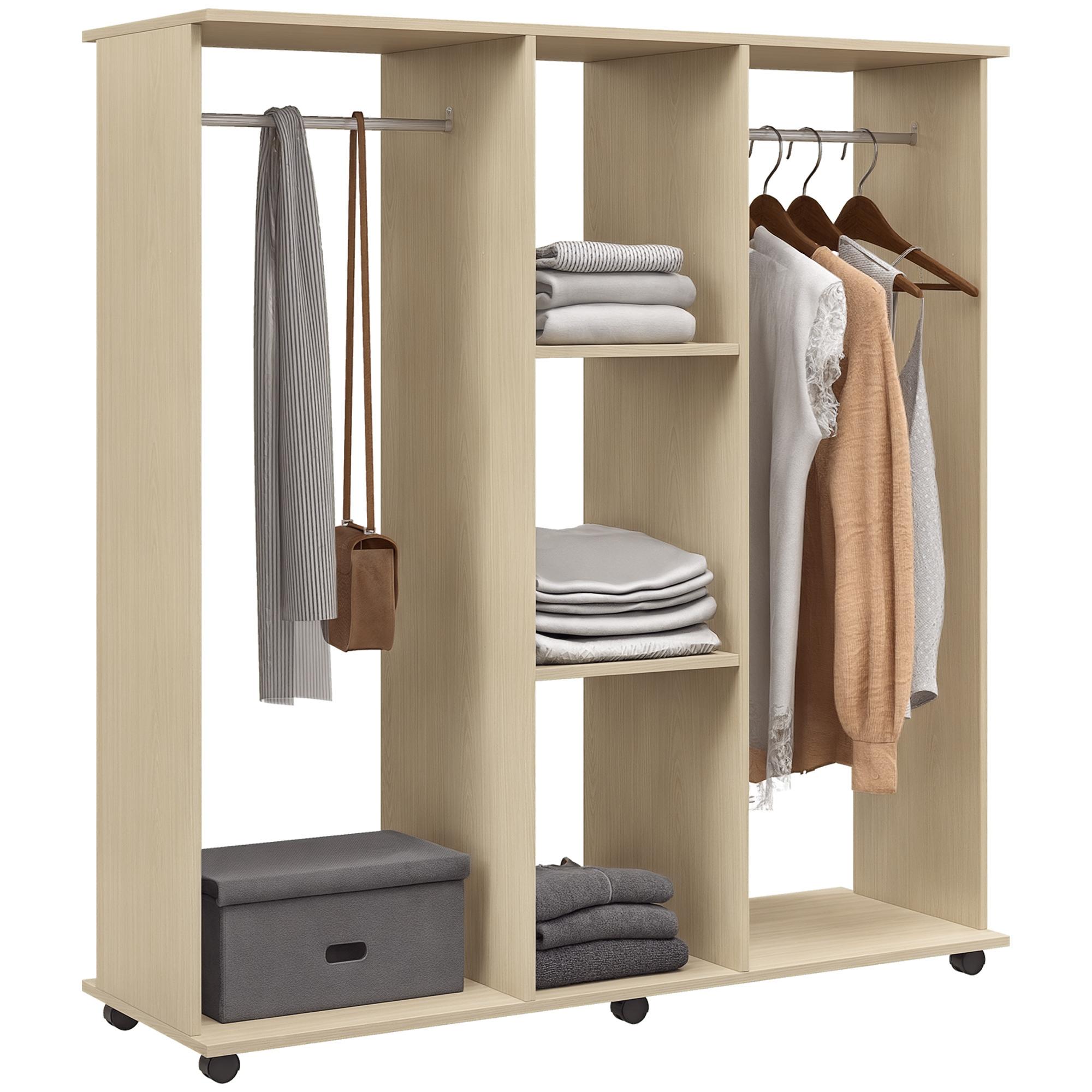 Open Wardrobe Double Mobile Storage Shelves