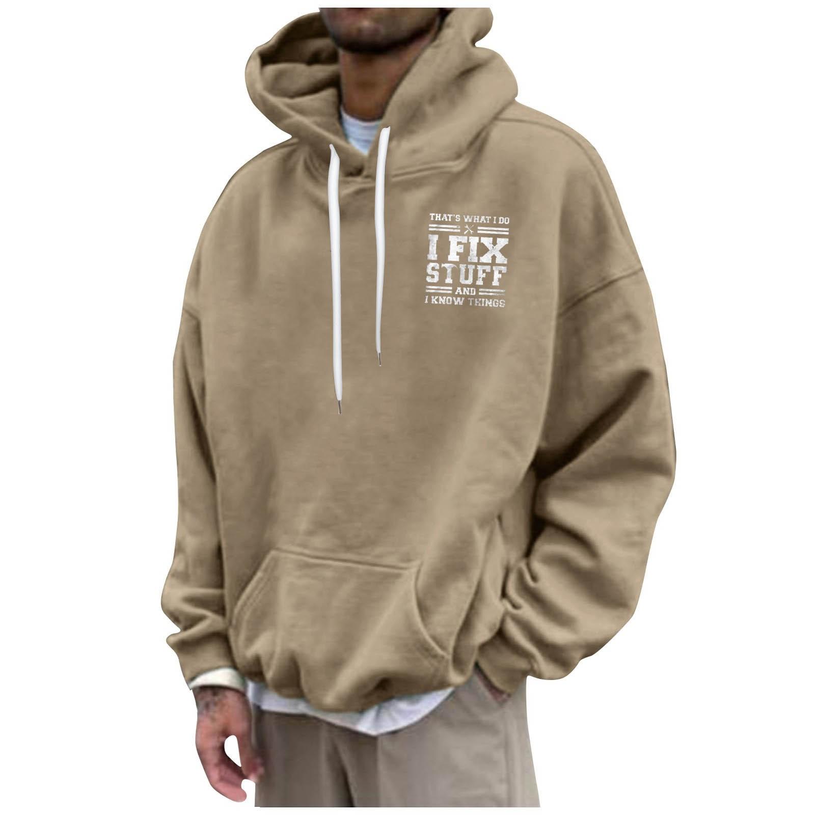 

Мужская свободная толстовка с капюшоном с принтом, мужская повседневная модная спортивная толстовка XL хаки