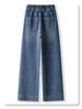 Light Blue High-Waisted Petite Straight-Leg Women's Jeans - Spring 2025 Collection, Loose Fit, Wide-Leg, Slimming Design
