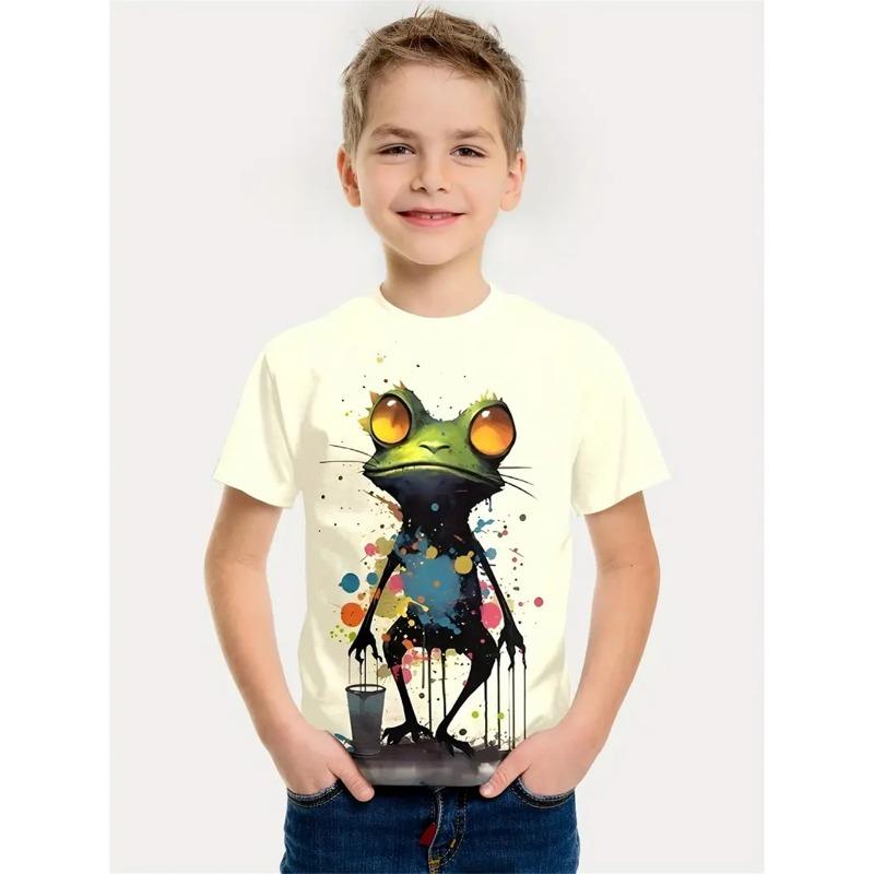 Letní dětské chlapecké oblečení Tričko s 3D potiskem kočky Tričko s krátkým rukávem Dětské oblečení Módní tričko pro chlapce Top Tričko