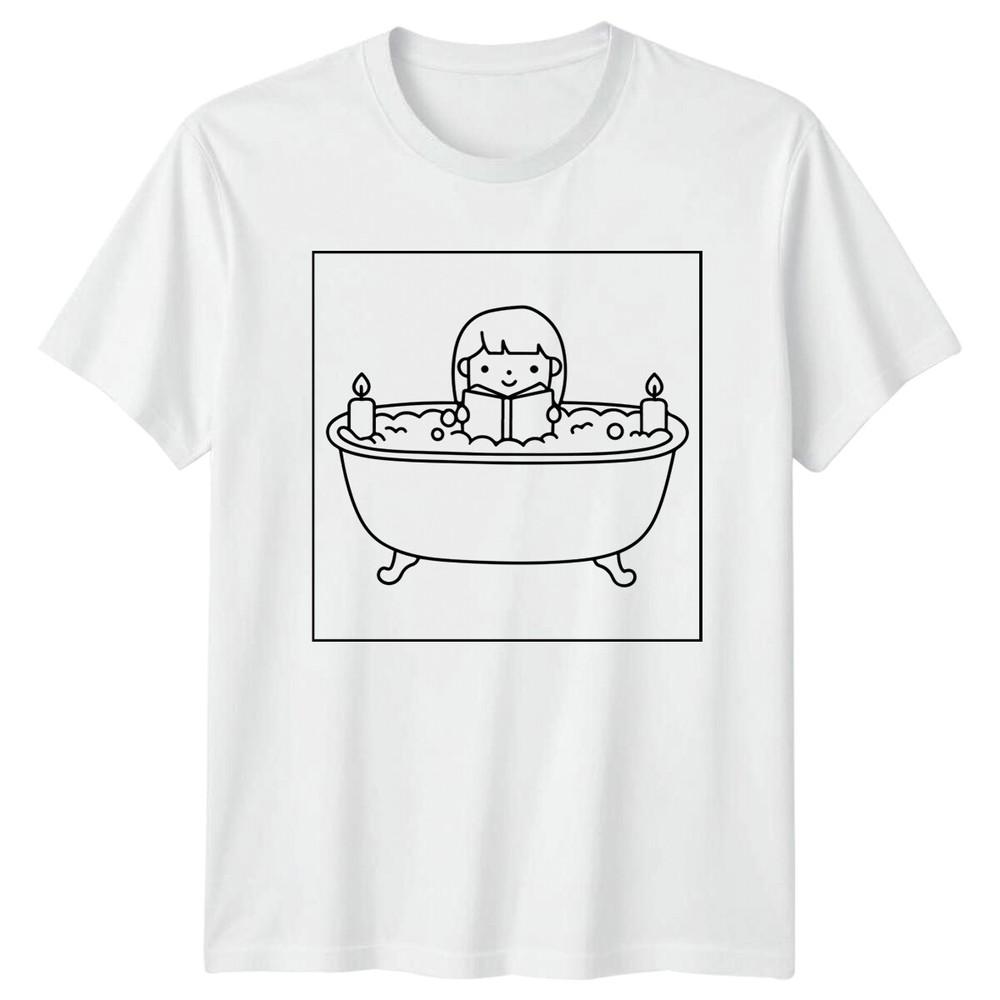 Girl Reading In Tub Hobby Unisexs TShirt Unisexs Tee Graphic Unisex Top S