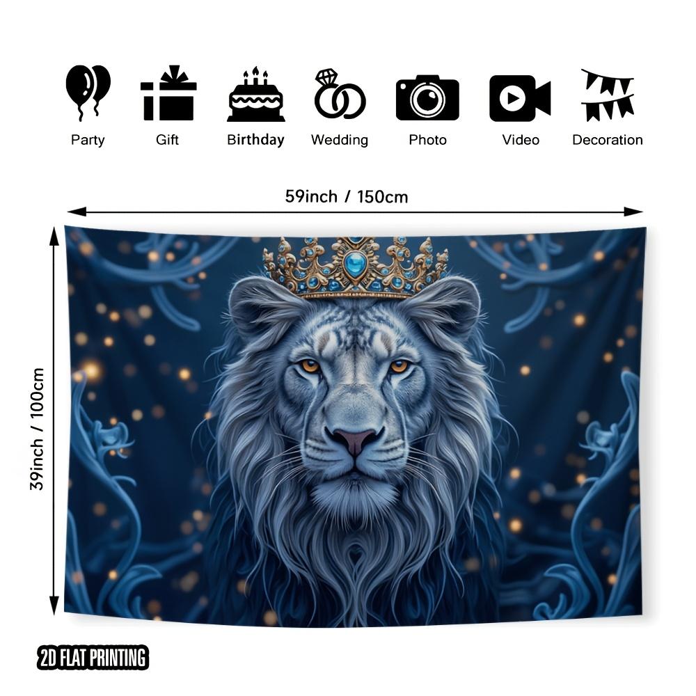 1pc Lion Backdrop - 2D Flat Print Party Banner For Wedding Birthday Anniversary - Multi Purpose Indoor/ Decor For Home Garden Backdrop Lion