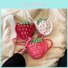 Adorável Porta-moedas Infantil Tricotado à Mão Bolsa Mini Transversal Fofa de Morango Para Meninas