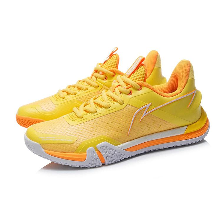 New LiNing Stick to the Ground Flight SE Cushioned Slip Resistant Abrasion Resistant Low Top Badminton Shoes Women's Yellow AYZR008-2