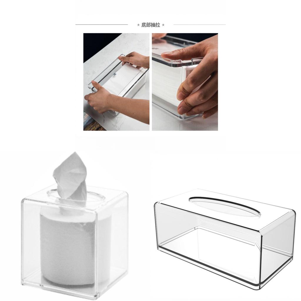 Clear Acrylic Tissue Dispenser With Lid For Dining Room Bathroom Storage