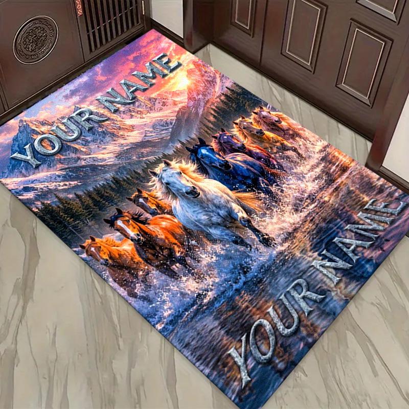 Name Custom Horses Carpet Rug for Living Room Bedroom Home Sofa Decoration,Kids play Non-slip Floor Mat