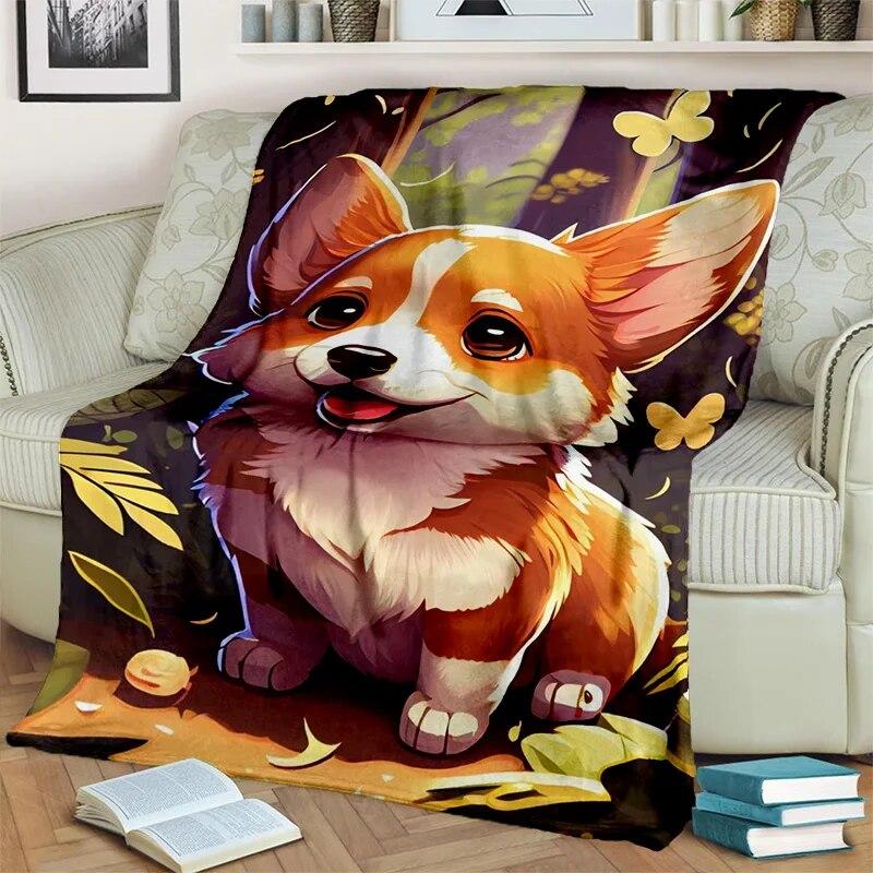 Roztomilý pes Husky, Samoye, Čivava, Koki Pomeranian Cartoon Deka, Měkká deka pro domácí ložnici Potahová deka pro děti