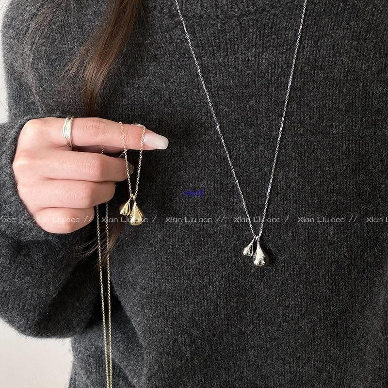 2025 Gold Water Drop Pendant Necklace: Elegant Long Chain for Women