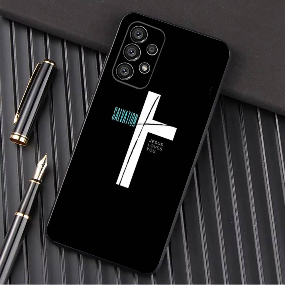 Verse of The Christian Bible Jesus Phone Case For Samsung Galaxy A13,A21s,A22,A31,A32,A52,A53,A71,A80,A91 Soft Black Shell